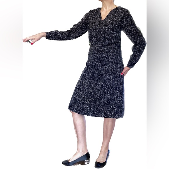 Tie V-Neck Dress - WHITE SPECKLE lined - Picture 3 of 17